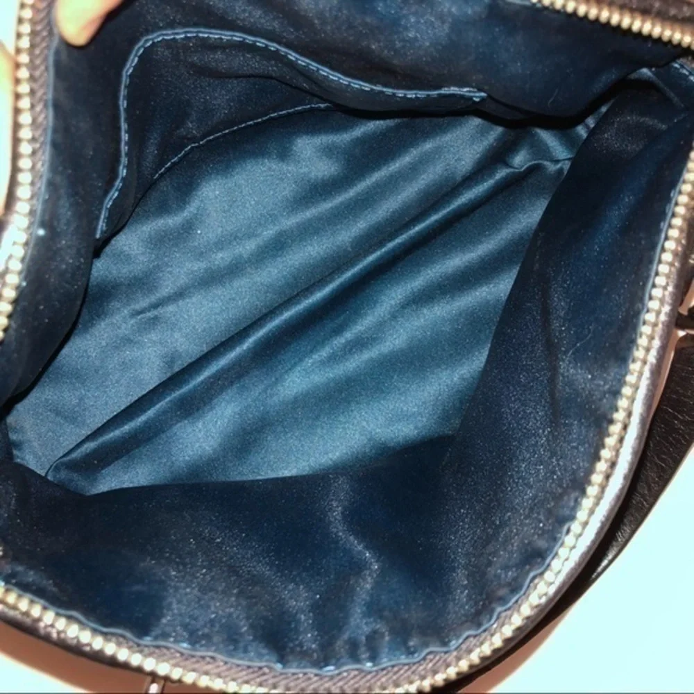 Coach Madison Gathered Leather Small Handbag Black Silver rare beautiful